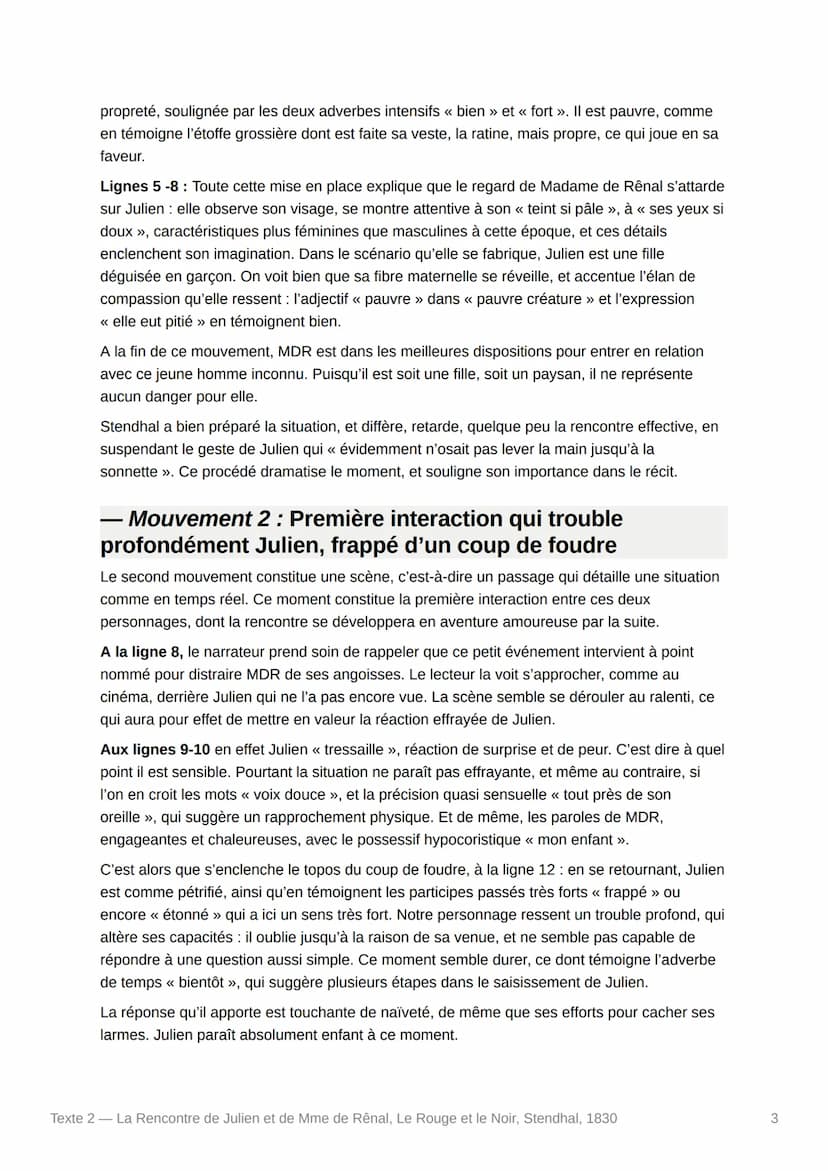 Texte 2 - La Rencontre de Julien
et de Mme de Rênal, Le Rouge et le
Noir, Stendhal, 1830
Texte :
Avec la vivacité et la grâce qui lui étaien