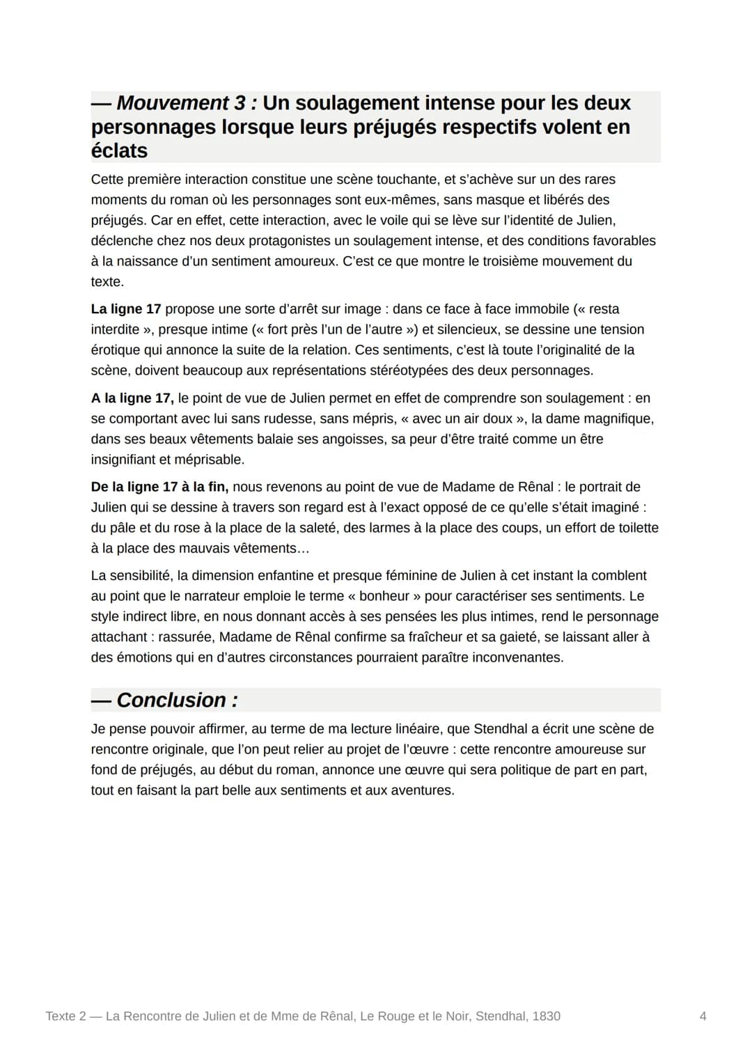 Texte 2 - La Rencontre de Julien
et de Mme de Rênal, Le Rouge et le
Noir, Stendhal, 1830
Texte :
Avec la vivacité et la grâce qui lui étaien