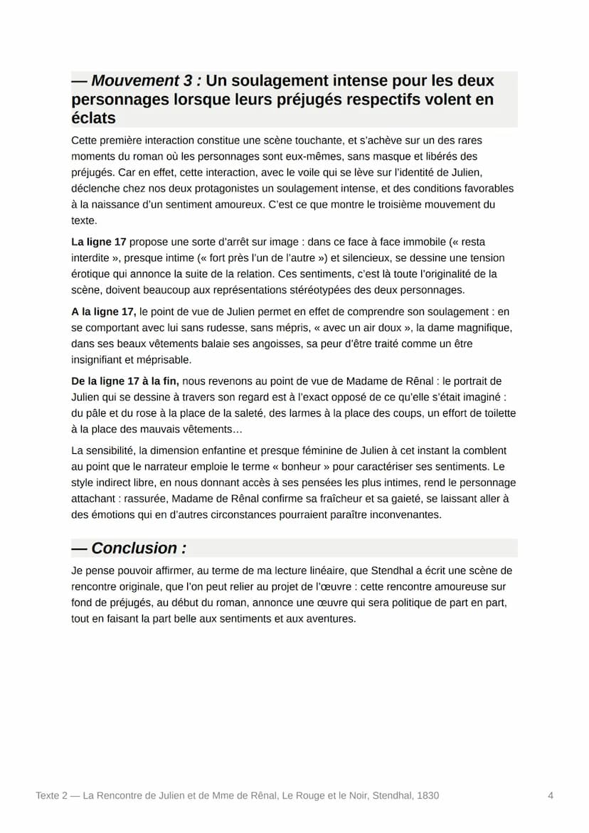 Texte 2 - La Rencontre de Julien
et de Mme de Rênal, Le Rouge et le
Noir, Stendhal, 1830
Texte :
Avec la vivacité et la grâce qui lui étaien