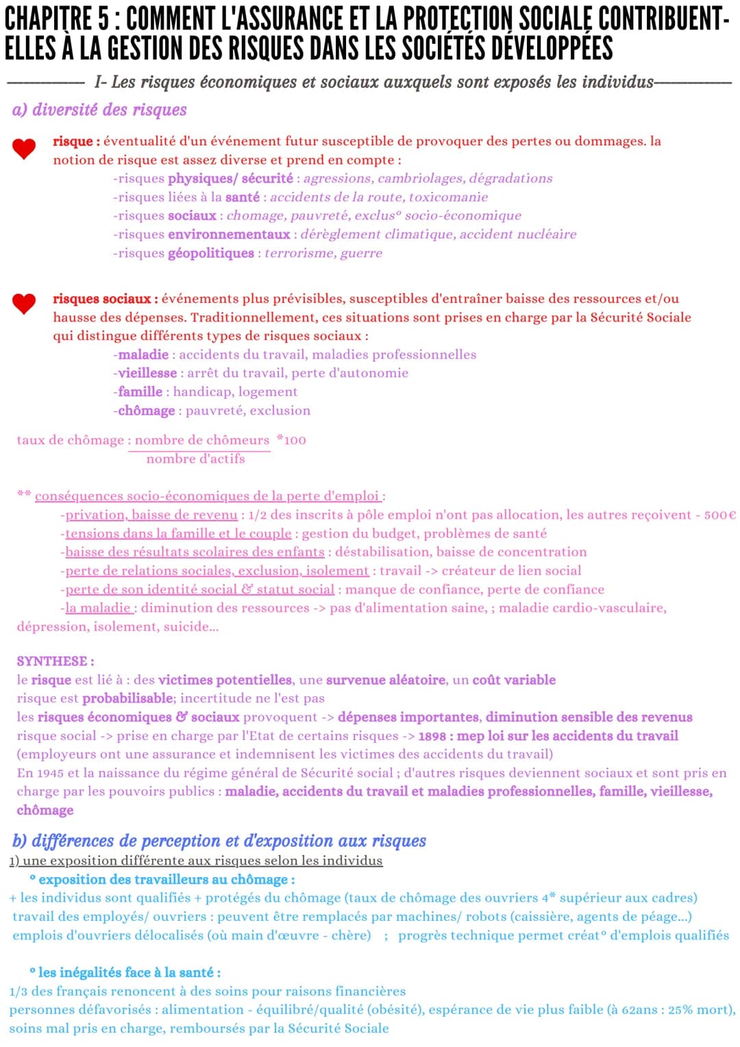 CHAPITRE 5: COMMENT L'ASSURANCE ET LA PROTECTION SOCIALE CONTRIBUENT-
ELLES À LA GESTION DES RISQUES DANS LES SOCIÉTÉS DÉVELOPPÉES
I- Les ri