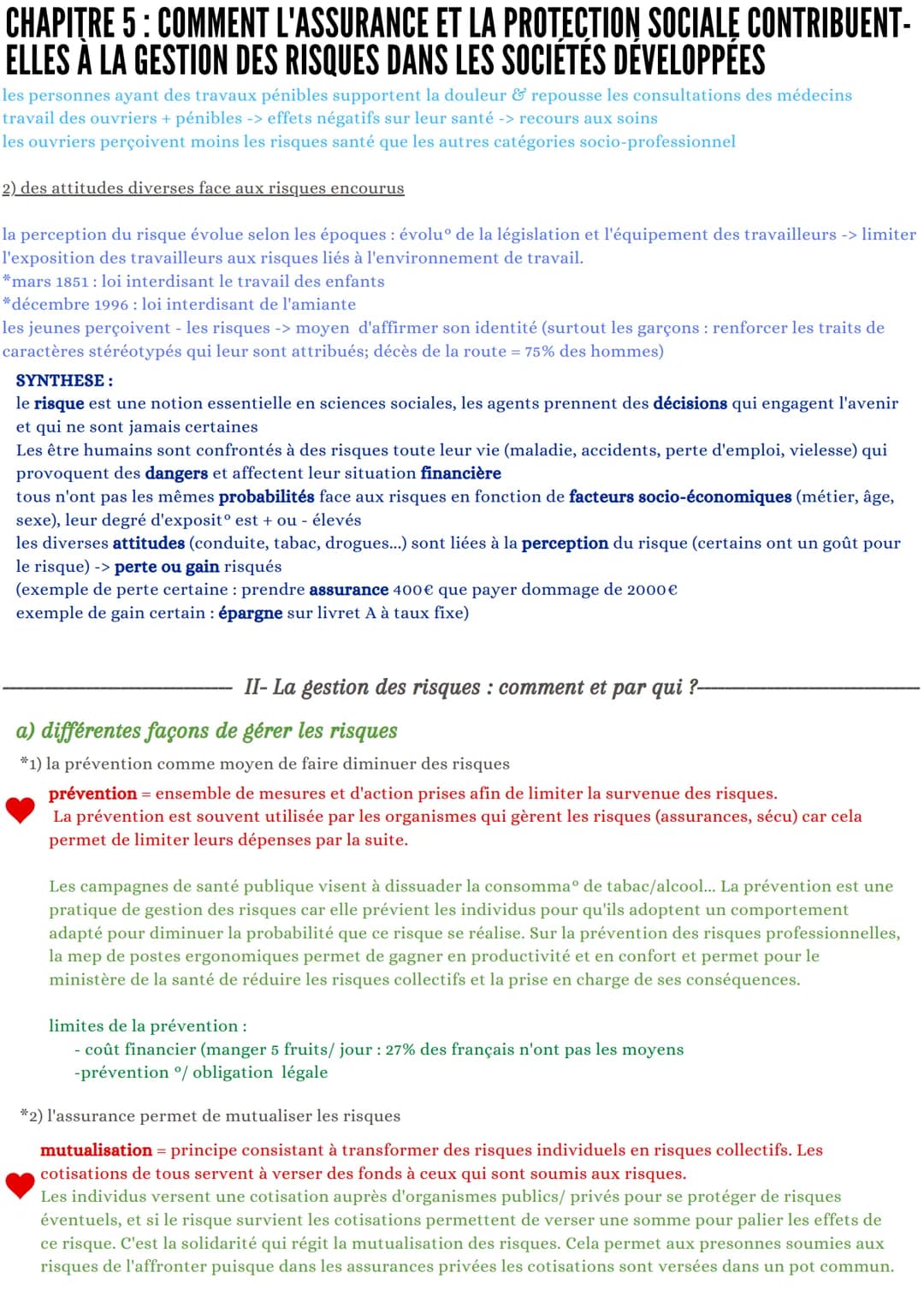 CHAPITRE 5: COMMENT L'ASSURANCE ET LA PROTECTION SOCIALE CONTRIBUENT-
ELLES À LA GESTION DES RISQUES DANS LES SOCIÉTÉS DÉVELOPPÉES
I- Les ri