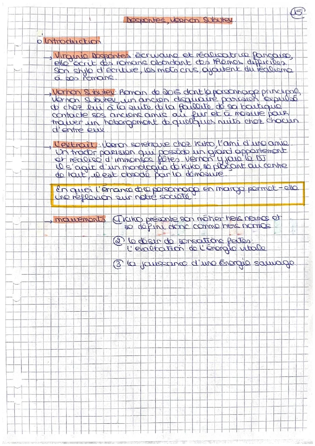 analyse linéaire: monologue de kiko vernon subutex, despentes 