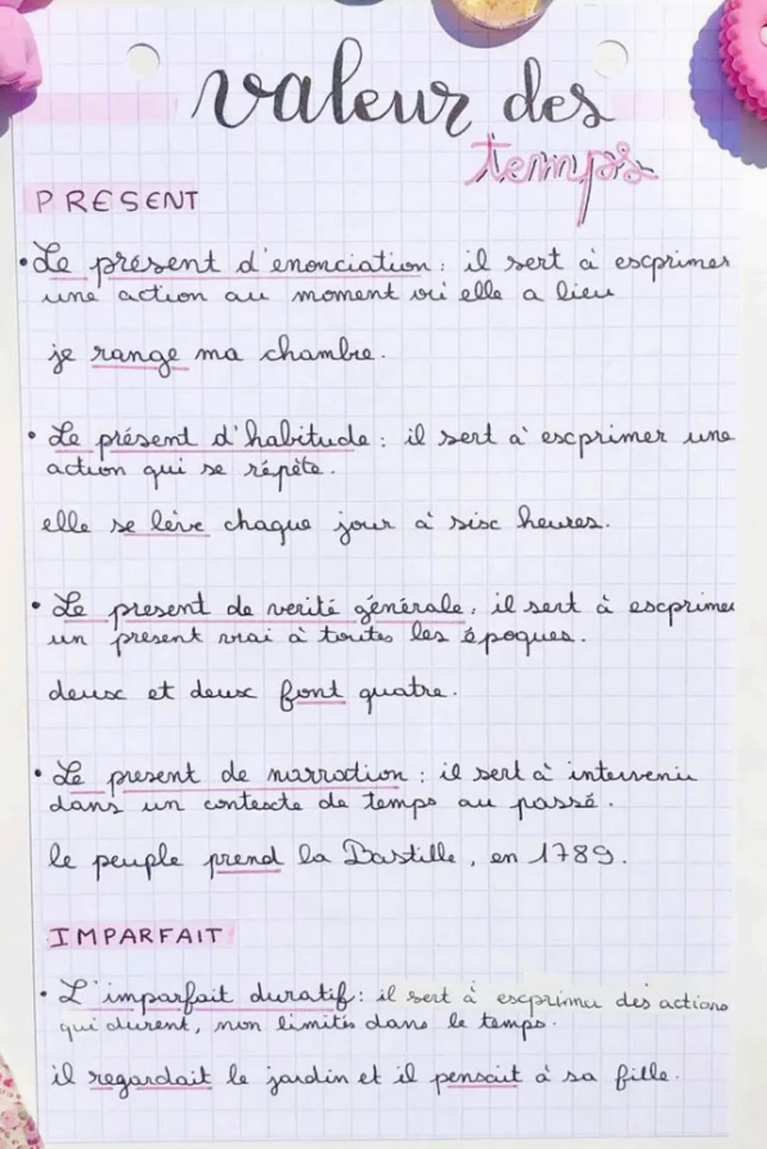 valeur des
templo
PRESENT
•Le présent d'enonciation: il sert à esprimer
une action au moment vi elle a liev
je range ma chambre.
• Le présen