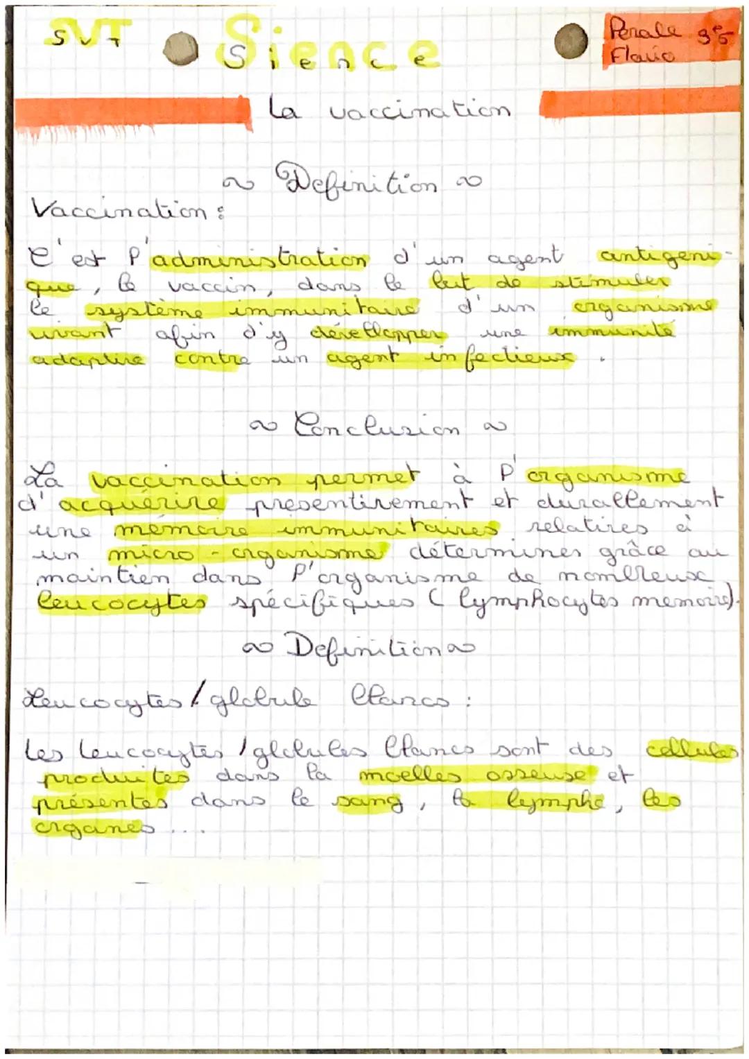 SUT
Sienc
La vaccination

o Definition o
Vaccination:
Perall 35
Flavo
e'est l'administration d'un agent antigeni-
que, & vaccin, dans le but