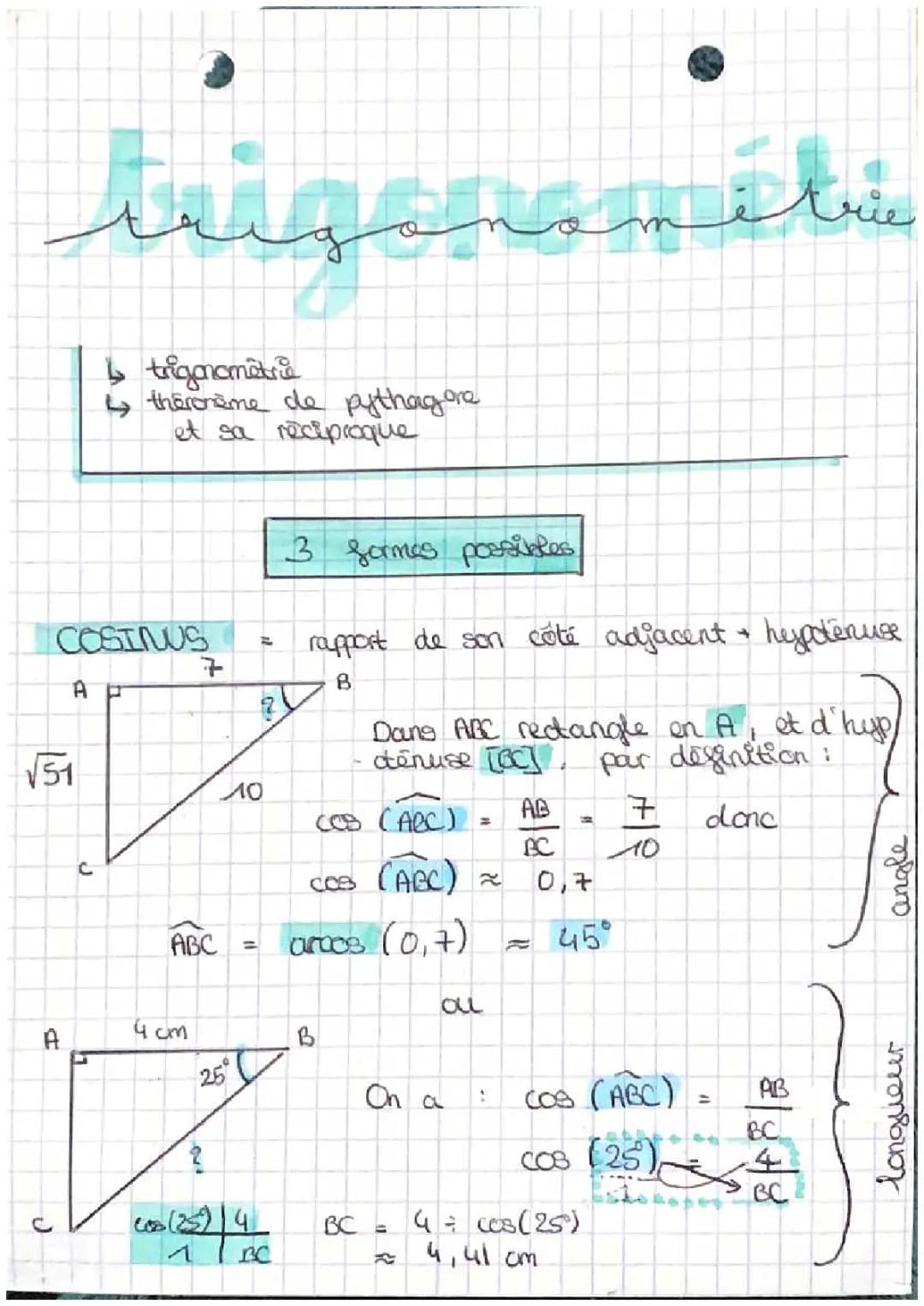 Découvre le théorème de Pythagore et apprends les bases du cosinus, sinus et tangente !