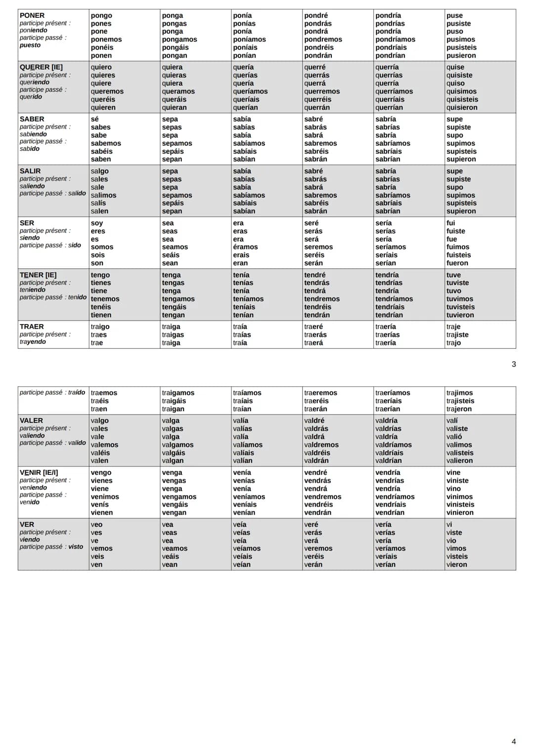 Verbes
Présent indicatif Présent subjonctif
Imparfait indicatif
Futur indicatif
Conditionnel
Passé simple
présent
indicatif
VERBES RÉGULIERS