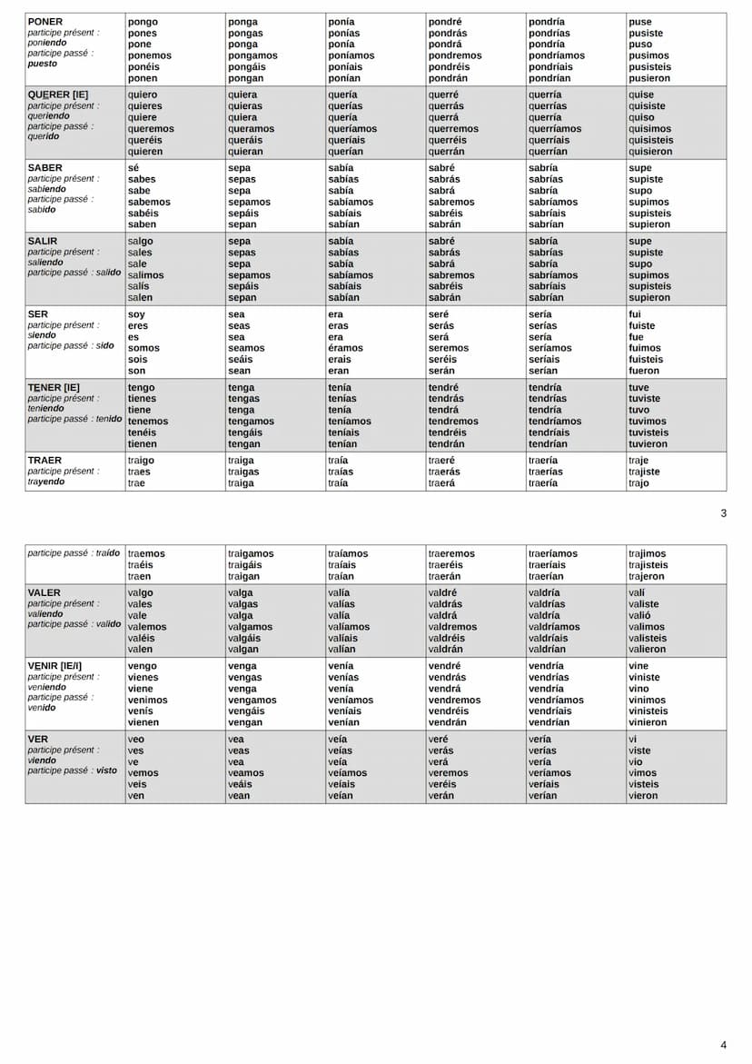 Verbes
Présent indicatif Présent subjonctif
Imparfait indicatif
Futur indicatif
Conditionnel
Passé simple
présent
indicatif
VERBES RÉGULIERS