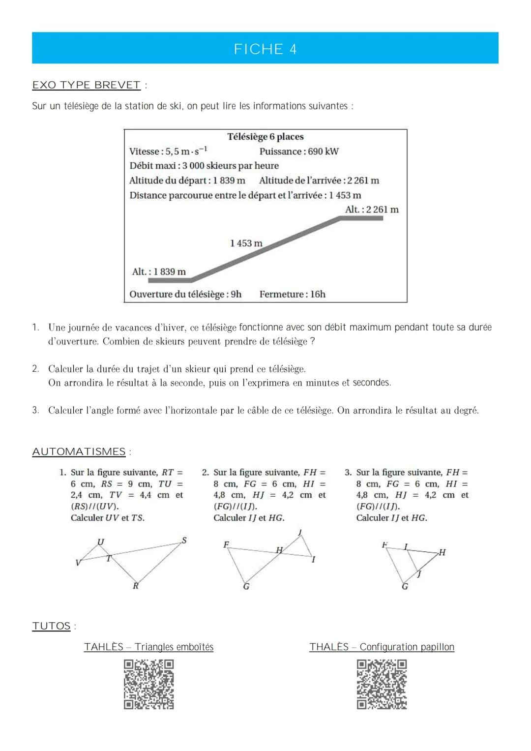 MATHÉMATIQUES – PRÉPARATION DU DNB
LIVRET DE RÉVISION FICHE 1
EXO TYPE BREVET:
L'unité de longueur est le centimètre.
On donne :
Les points 