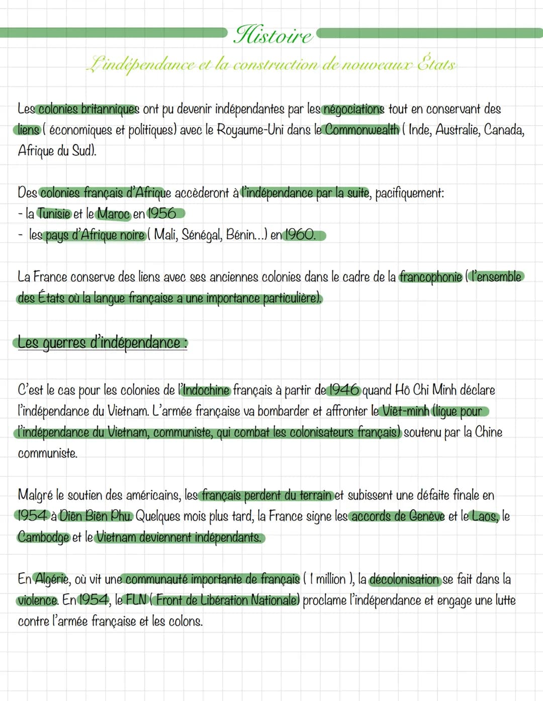 Histoire
Lindépendance et la construction de nouveaux États
La création et le rôle de l'ONU :
Après l'échec de la Société des Nations ( orga