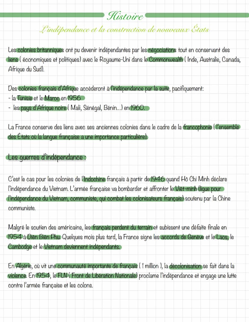 Histoire
Lindépendance et la construction de nouveaux États
La création et le rôle de l'ONU :
Après l'échec de la Société des Nations ( orga