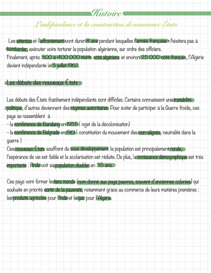 Histoire
Lindépendance et la construction de nouveaux États
La création et le rôle de l'ONU :
Après l'échec de la Société des Nations ( orga