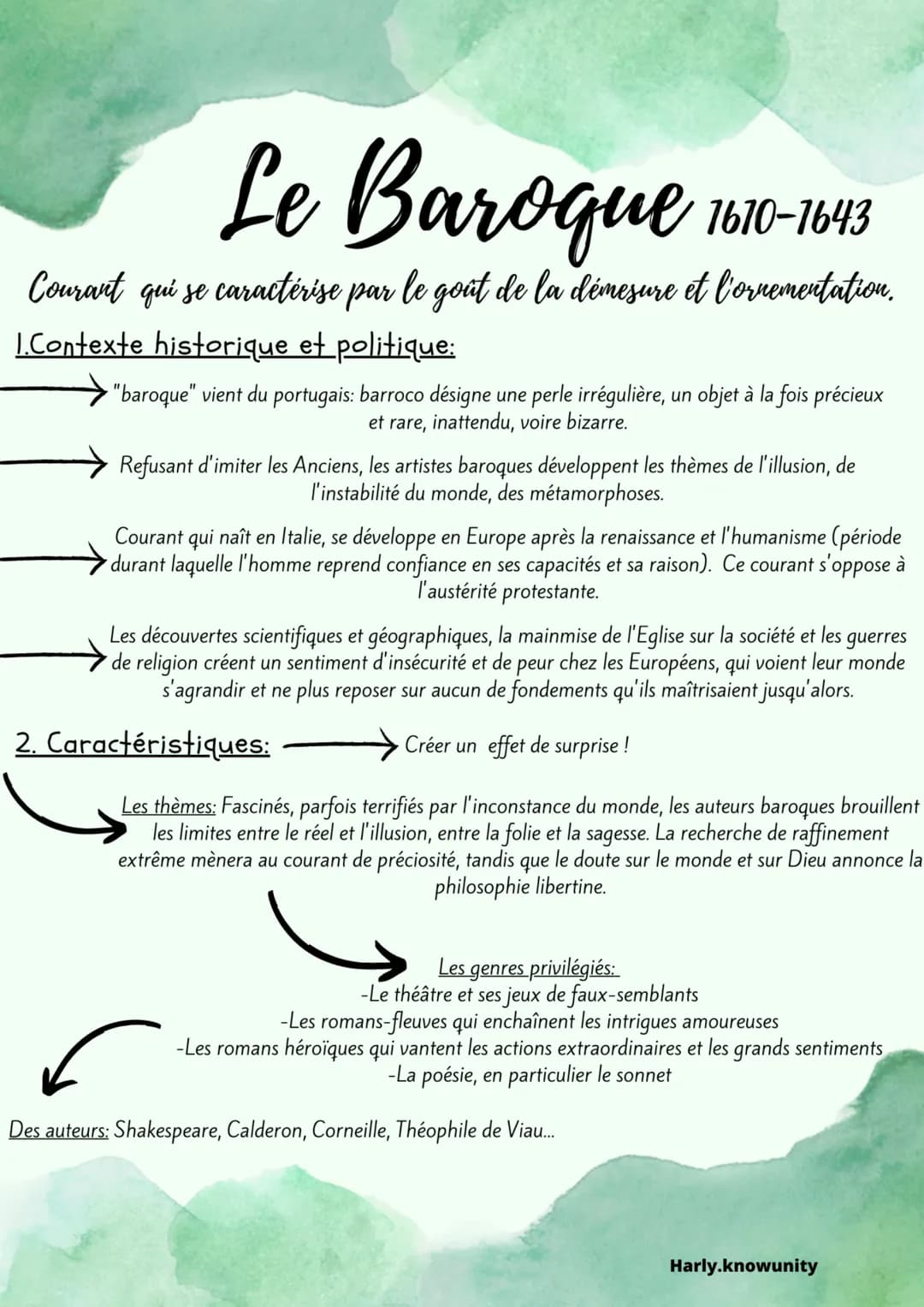 Le Baroque
1670-7643
Courant qui se caractérise par le goût de la démesure et l'ornementation.
1.Contexte historique et politique:
"baroque"