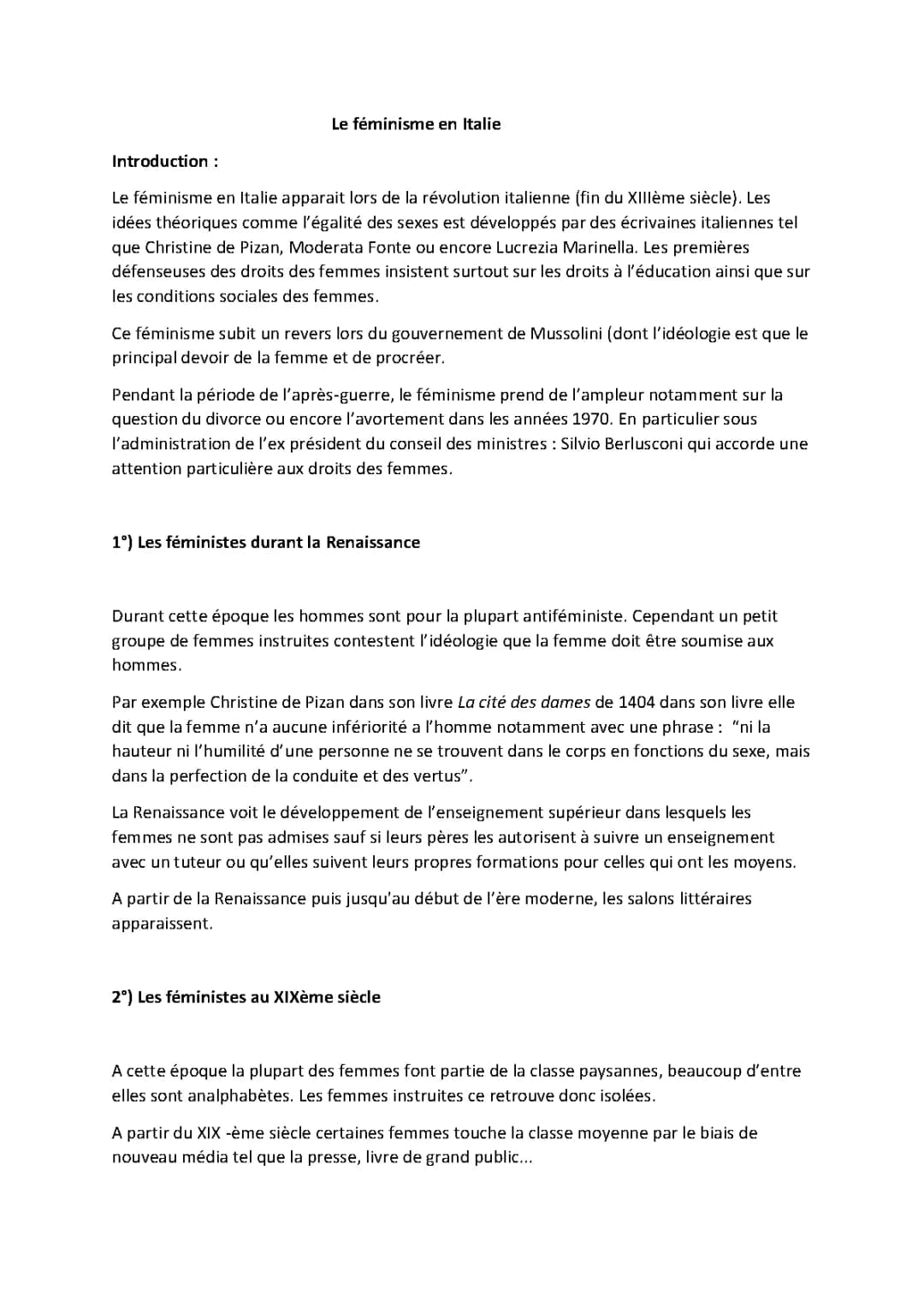 Le féminisme en Italie 