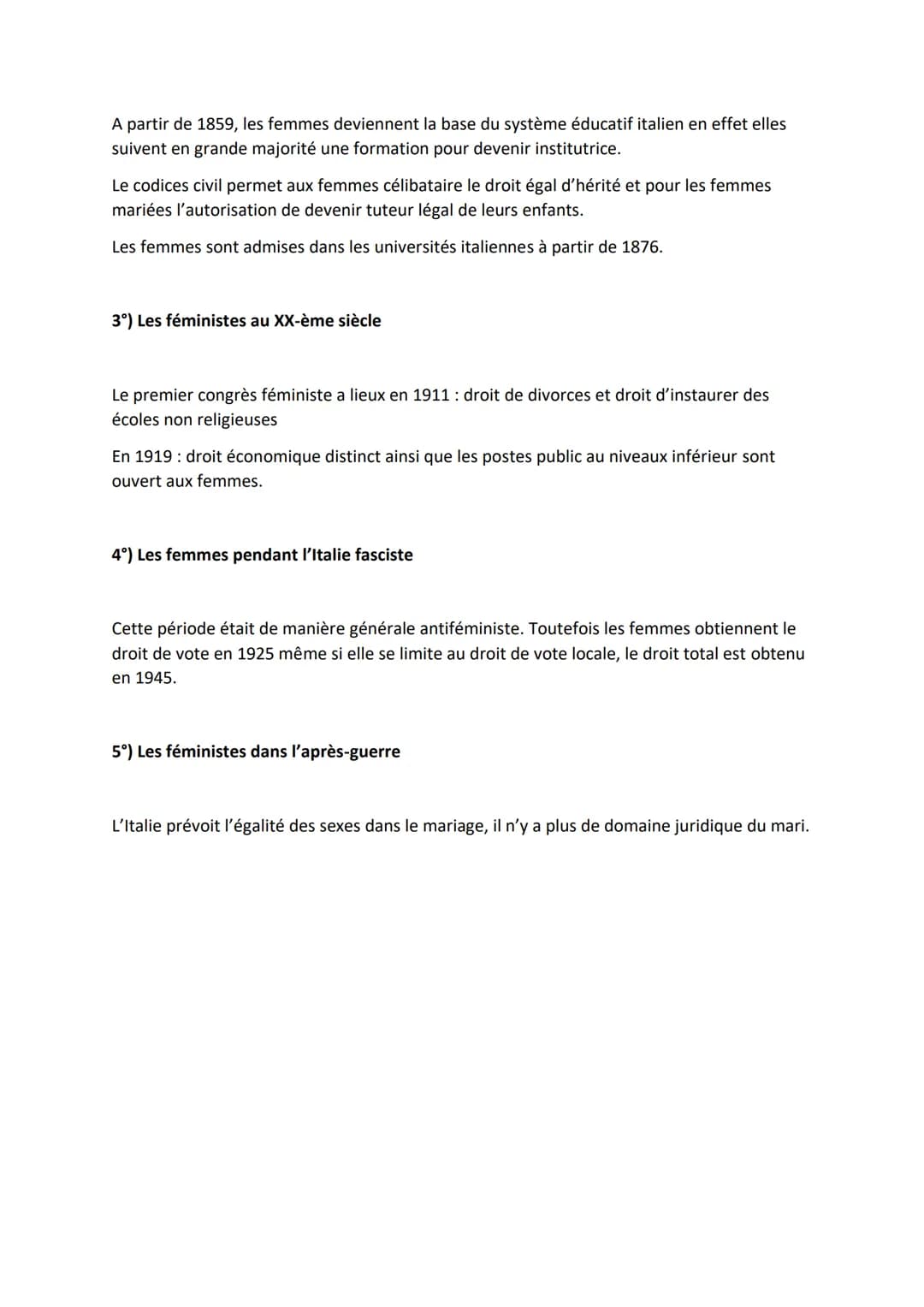 Le féminisme en Italie
Introduction :
Le féminisme en Italie apparait lors de la révolution italienne (fin du XIIIème siècle). Les
idées thé