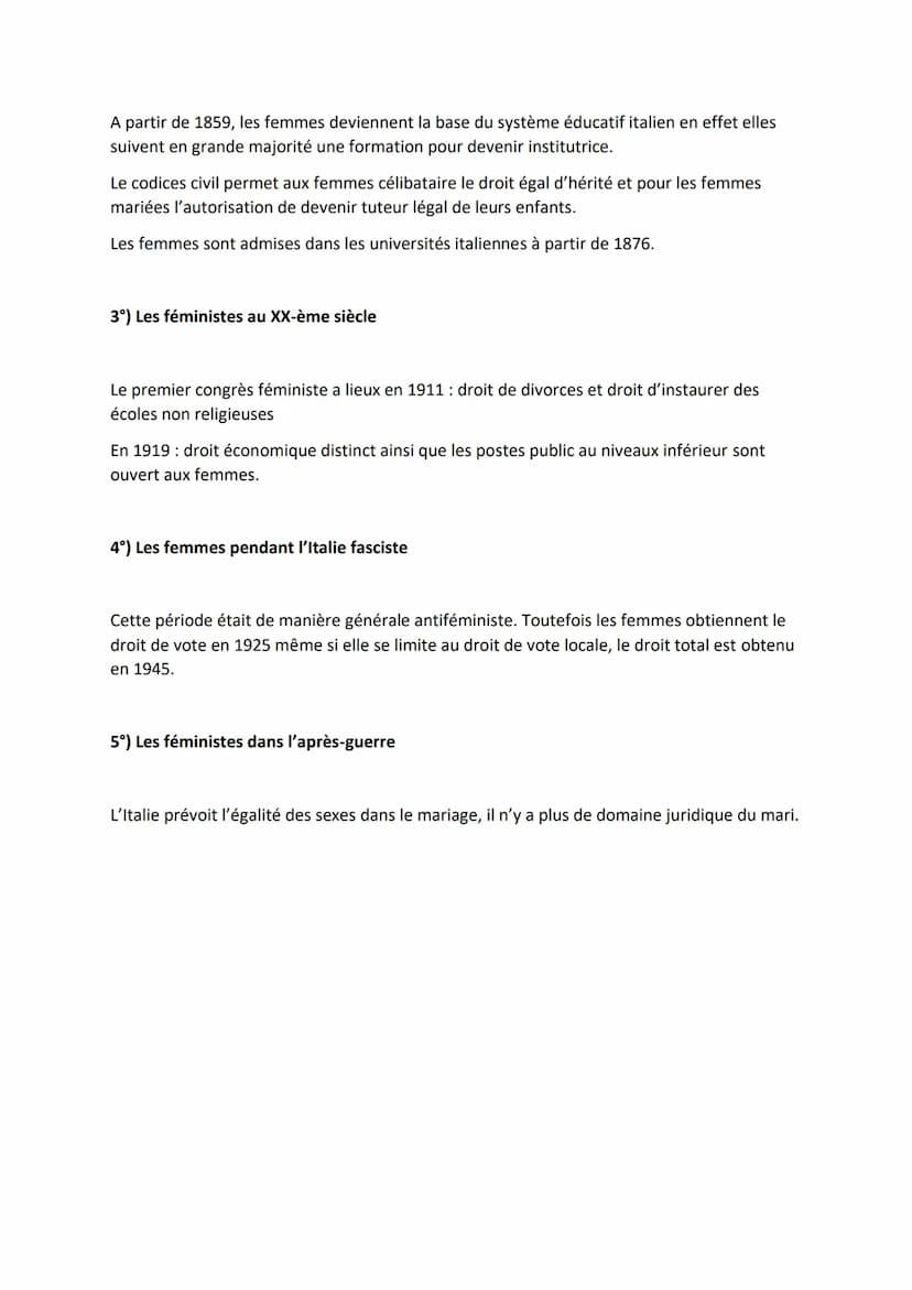 Le féminisme en Italie
Introduction :
Le féminisme en Italie apparait lors de la révolution italienne (fin du XIIIème siècle). Les
idées thé