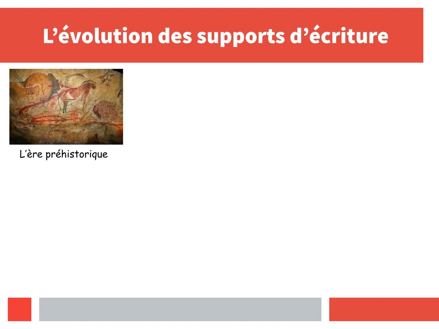 L'apparition des livres :
Quand, Comment, Pourquoi ?
Présenté par RAEPPEL Manon 36 L'évolution des supports d'écriture
L'ère préhistorique T