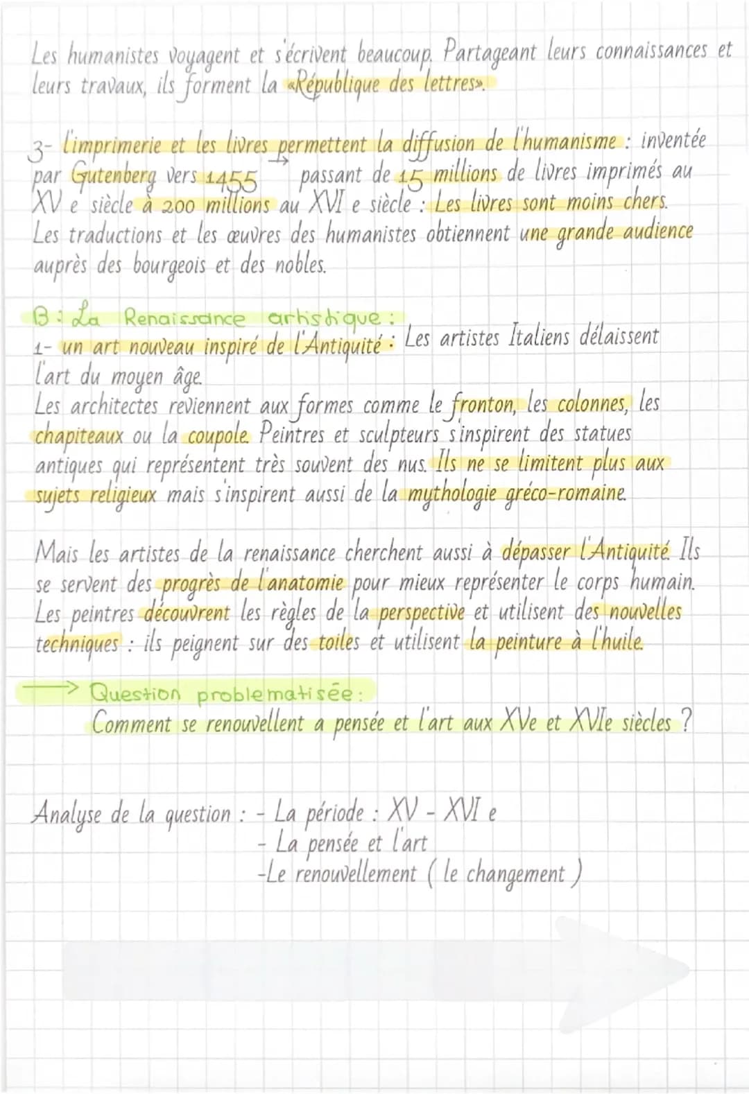 --- OCR Start ---
A: L'humanisme, une vision renouvelée de l'homme:
L'humanisme : mouvement de pensée européen du XVI è siècle qui se caract