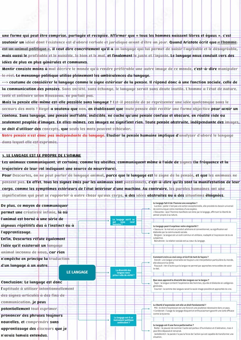 Le langage
Le langage permet d'user d'un système de signes pour désigner des choses présentes ou absentes, réelles ou imaginaires.
Sa portée