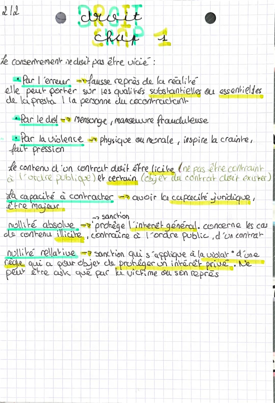 1/2
•
I/ Qu'est-ce qu' in contrat
Le contrat : accord de volonte entre & ou plusieurs personnes
clestiné à créer, modifier, transmettre quét