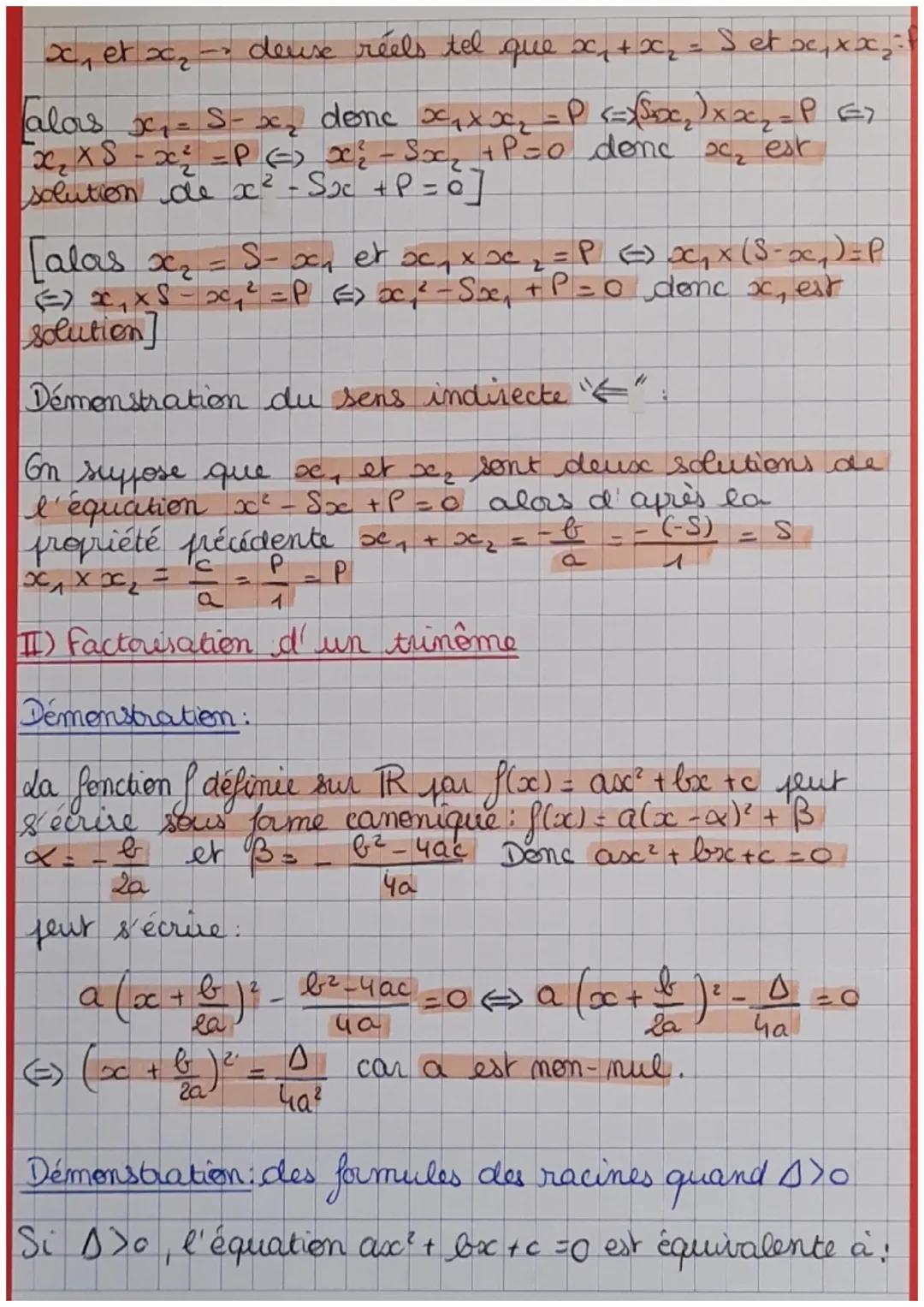 Ꮧ
EQUATIONS DU 2nd DEGRÉ
Jere
maths
1) Résolution d'une équation du 2nd degré.
racine d'un trimôme - solution de l'équation
e
• yere étage :