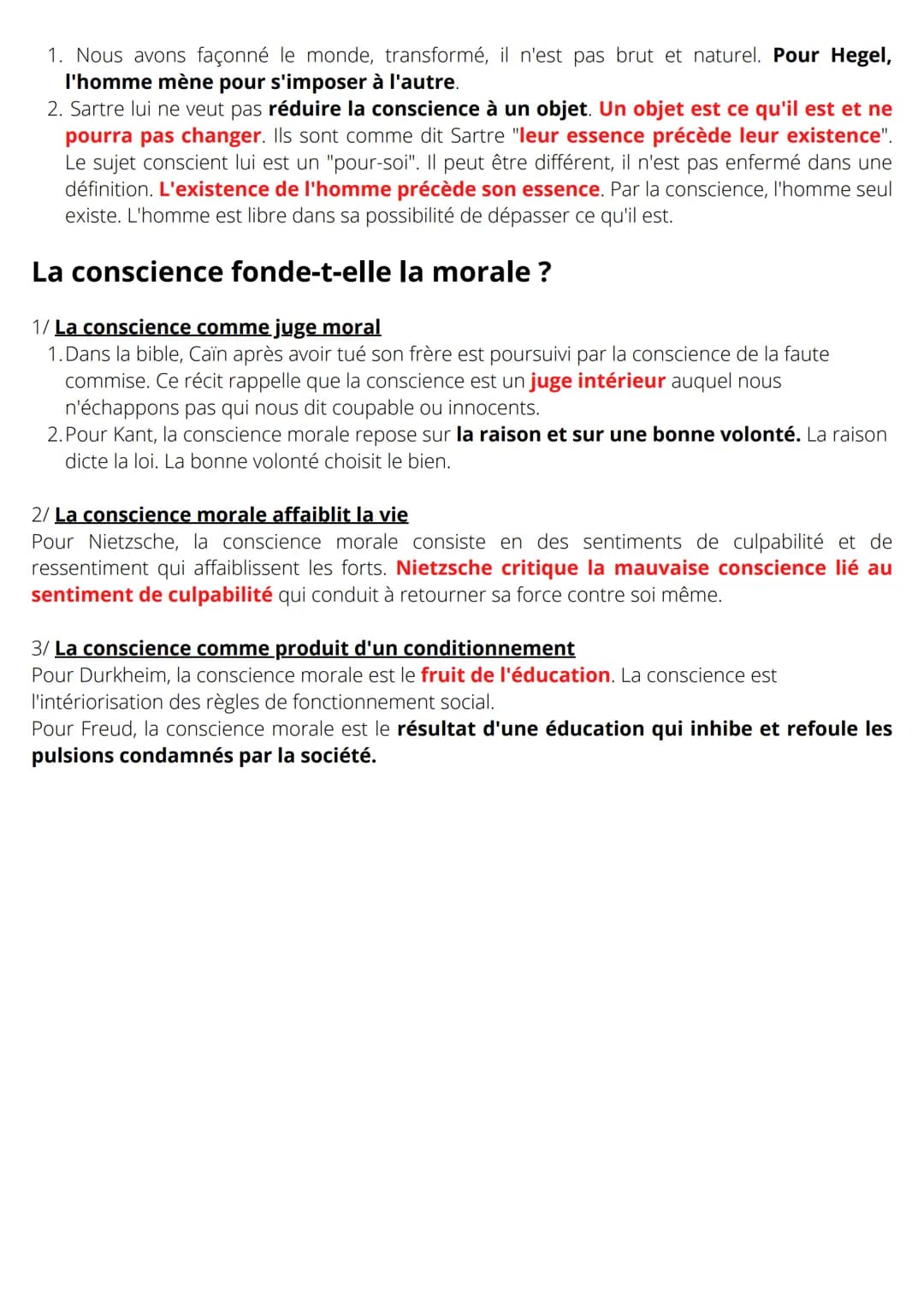 LA
CONSCIENCE
Qu'est ce que la conscience ?
1/ L'avènement du sujet: le cogito
1. La conscience est permanente: on ne cesse d'être conscient