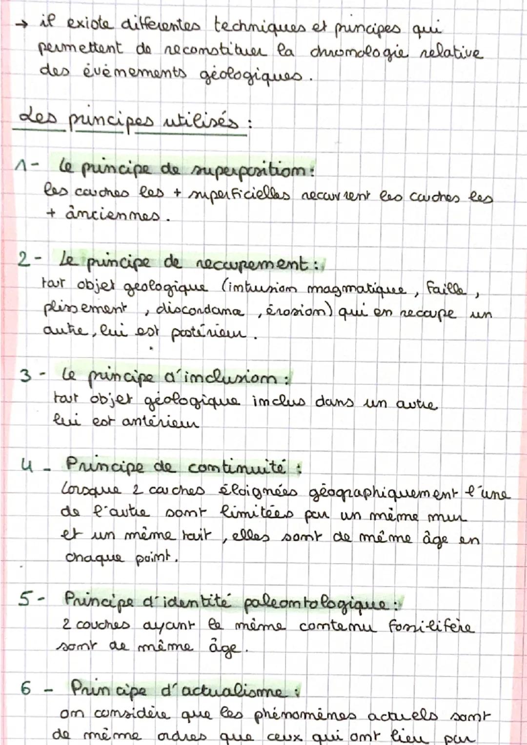 → il existe differentes techniques et principes qui
permettent de reconstituer la chromologie relative.
des événements géologiques.
Les prin