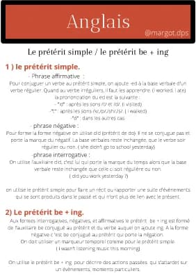 Know le prétérit simple et en be + ing thumbnail