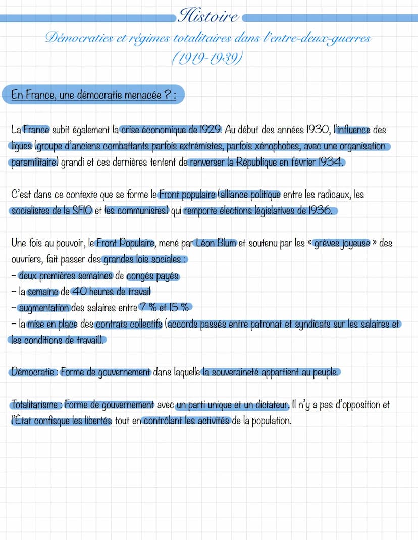 Histoire
Démocraties et régimes totalitaires dans l'entre-deux-guerres
(1919-1939)
L'URSS de Staline :
La Russie fait place à l'URSS (union 