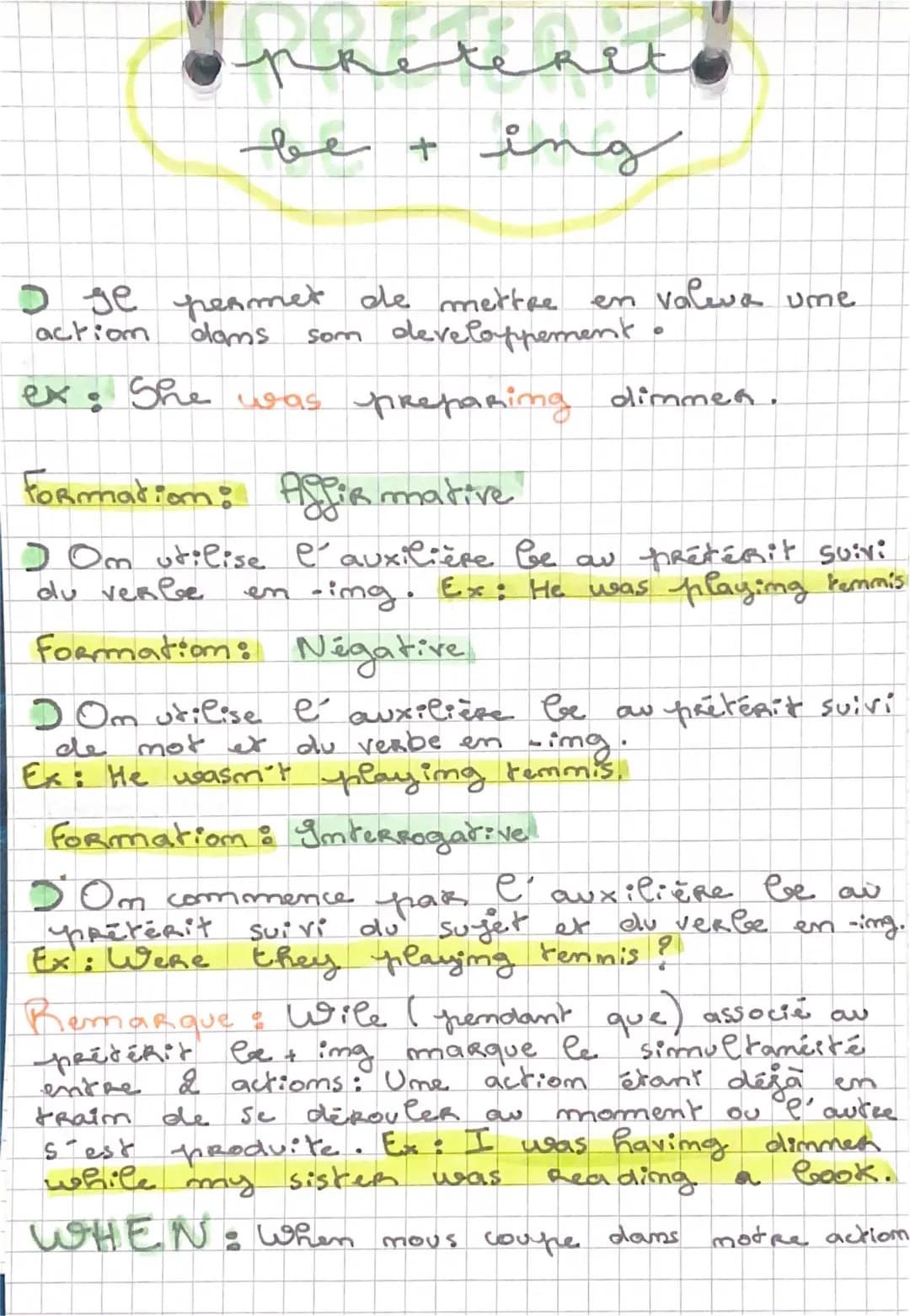prétérit en be + ing