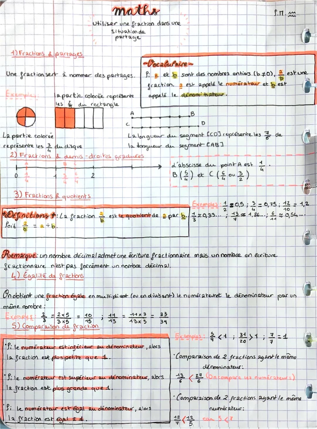 
<p>Une fraction sert à nommer des partages. Si a et b sont des nombres entiers (670), 2 est une fraction. 2 est appelé le numérateur et b e