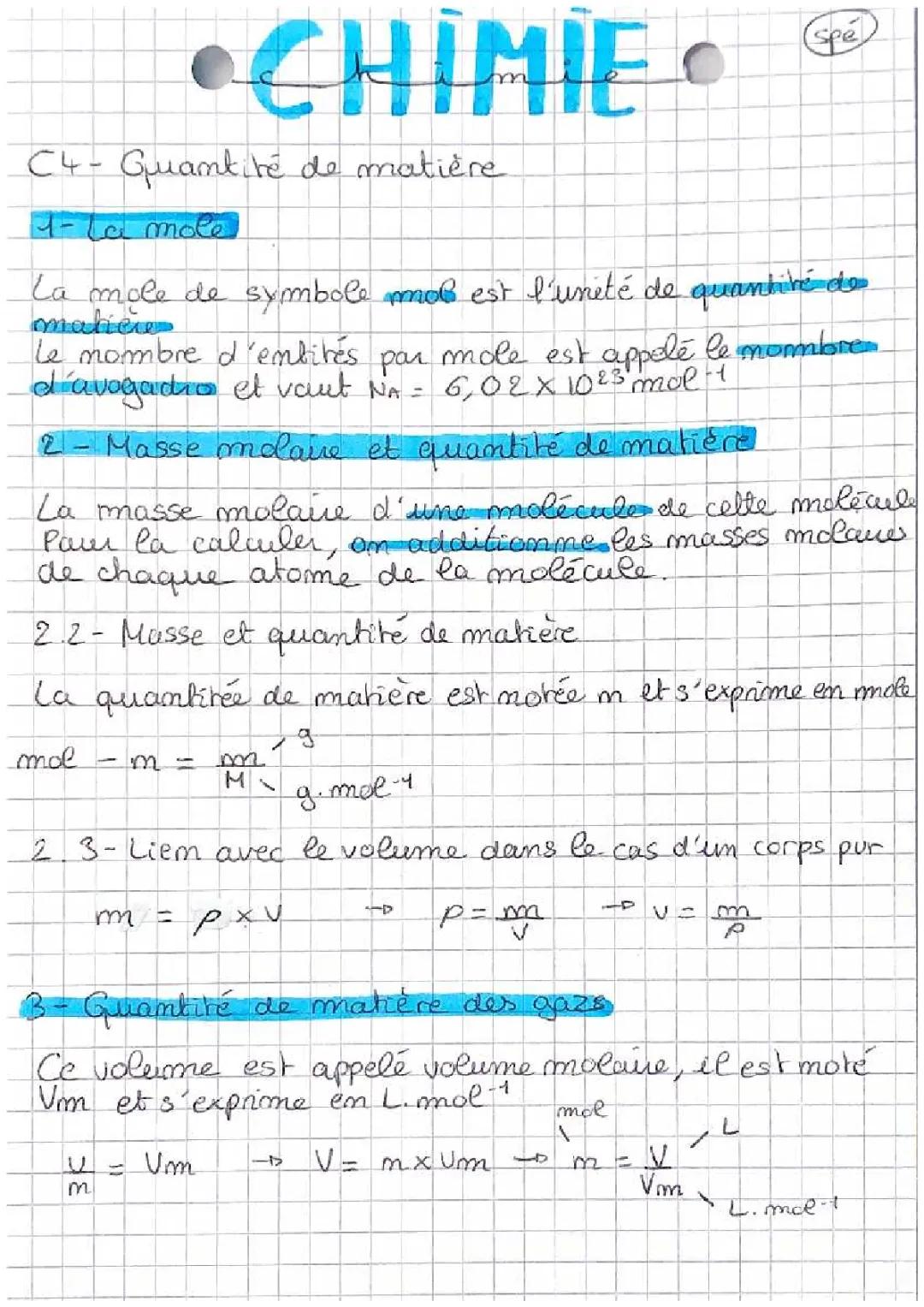 Quantité de matière 