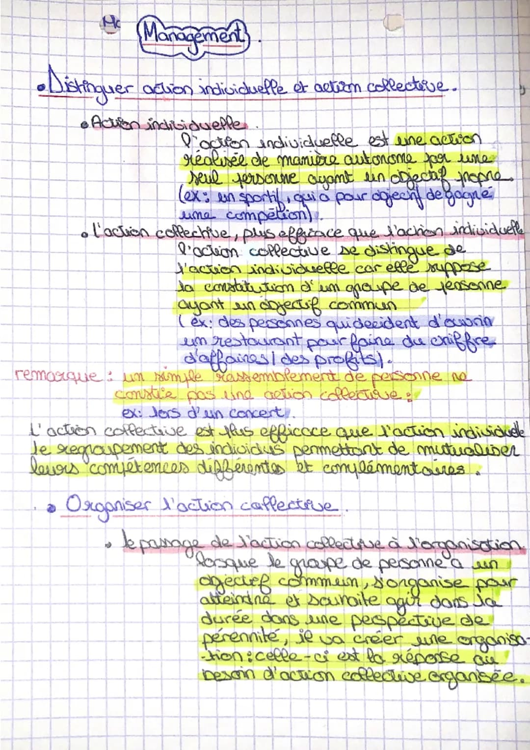 •Distinguer
Ac Management
B
•Action individuelle.
action individuelle et action collective.
O
l'action individuelle est une action.
réalisée
