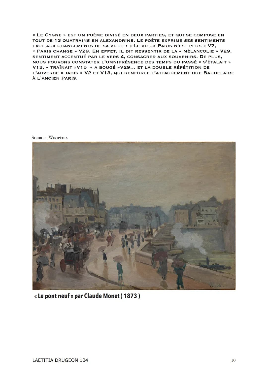 ANTHOLOGIE
<<< Les Fleurs Du Mal >>
Charles Baudelaire
LAETITIA DRUGEON 104 Introduction :
<< Les Fleurs du mal » est un recueil écrit par C