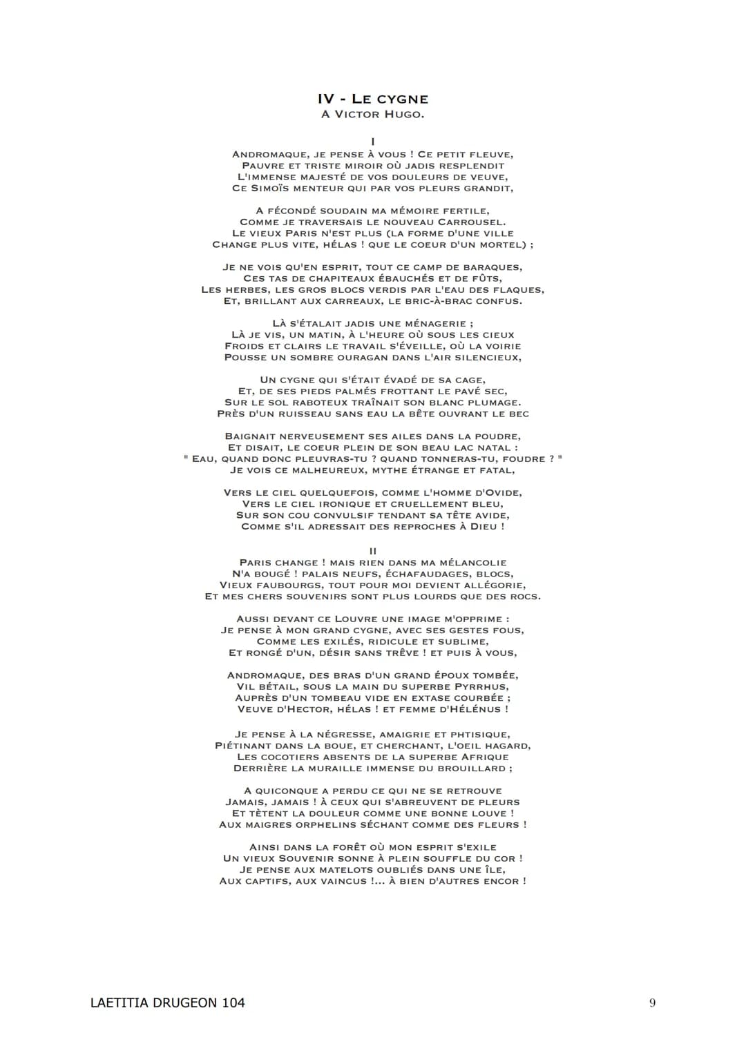 ANTHOLOGIE
<<< Les Fleurs Du Mal >>
Charles Baudelaire
LAETITIA DRUGEON 104 Introduction :
<< Les Fleurs du mal » est un recueil écrit par C