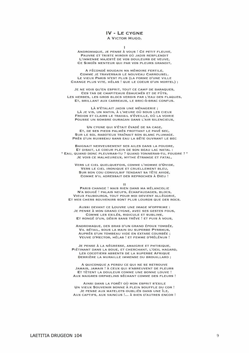 ANTHOLOGIE
<<< Les Fleurs Du Mal >>
Charles Baudelaire
LAETITIA DRUGEON 104 Introduction :
<< Les Fleurs du mal » est un recueil écrit par C