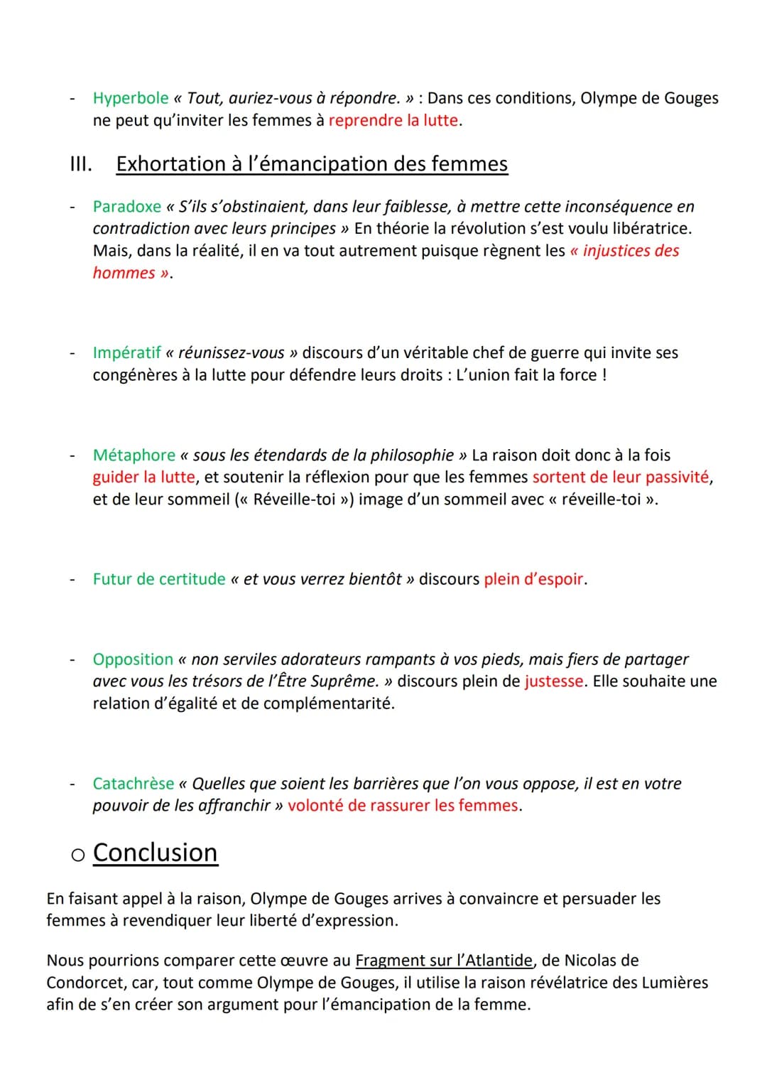 ORAL-TEXTE 2 - DDFC - ARGUMENTATION :
Postambule
o Introduction :
1. PRÉSENTATION : La Déclaration des Droits de la femme et de la citoyenne