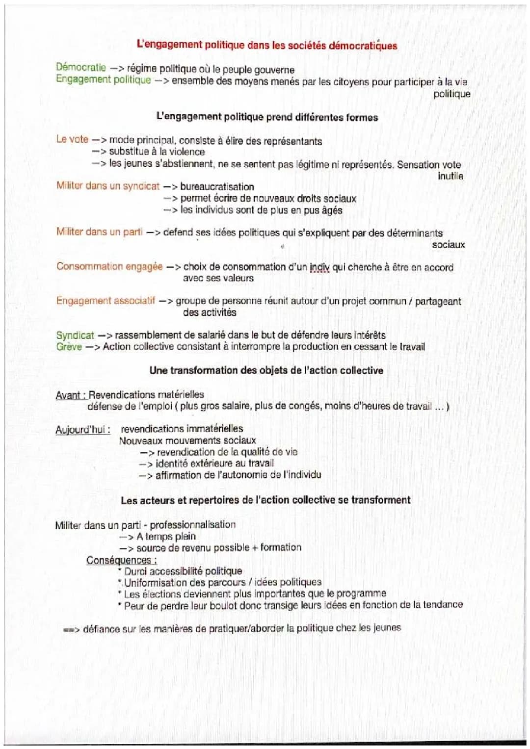 l’engagement politique dans les sociétés démocratiques 