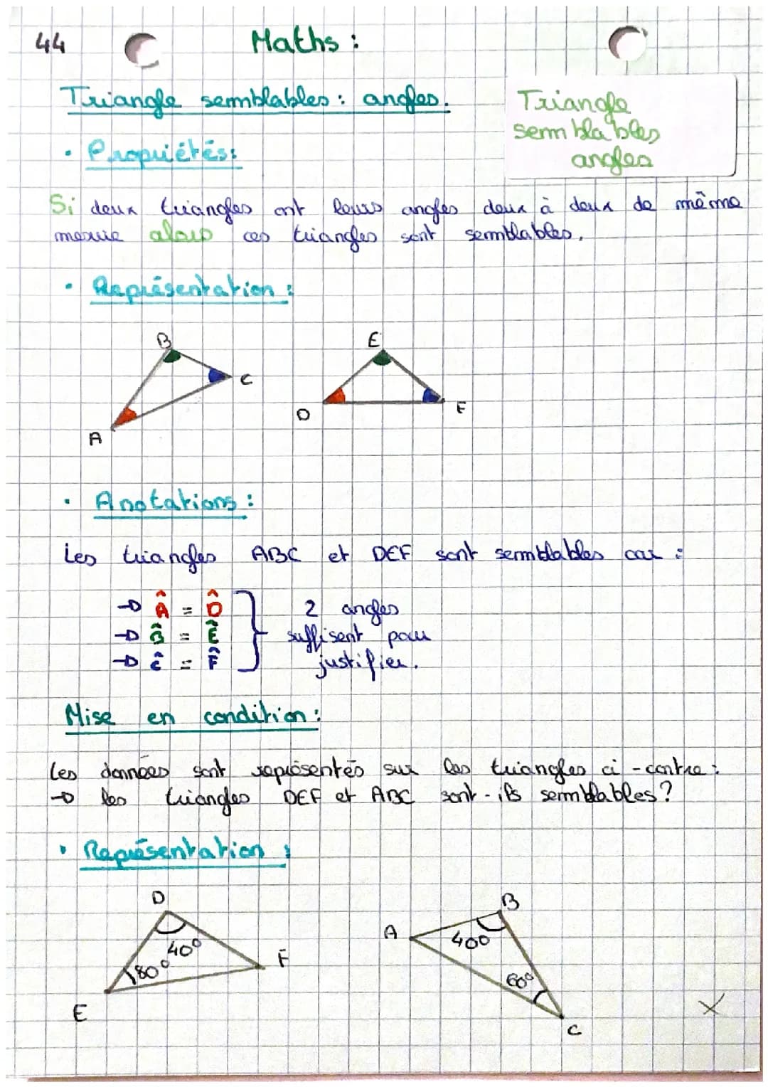 triangles semblables angles 