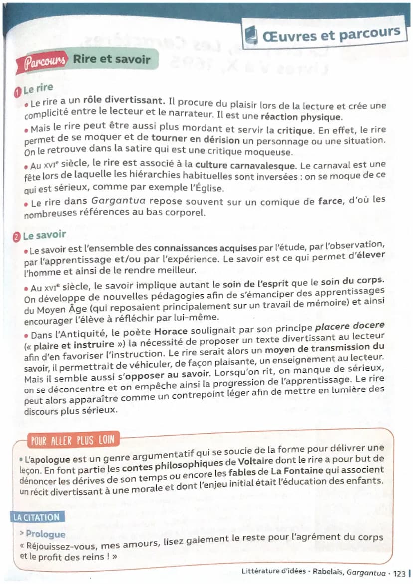 CEUVRE 4 Rabelais, Gargantua, 1534
120
Résumé de l'œuvre
PROLOGUE
LA NAISSANCE
DE GARGANTUA
Chapitres 1 à 7
L'ENFANCE DE
GARGANTUA
Chapitres