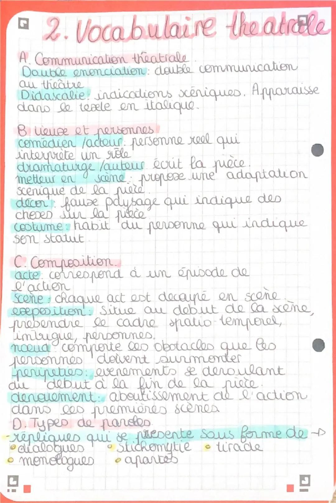 Q
# français

## 1. Registre comique

A. le comique de mot utilisation de $\rightarrow$
- repetitions et accumulation
- deformation verbale 