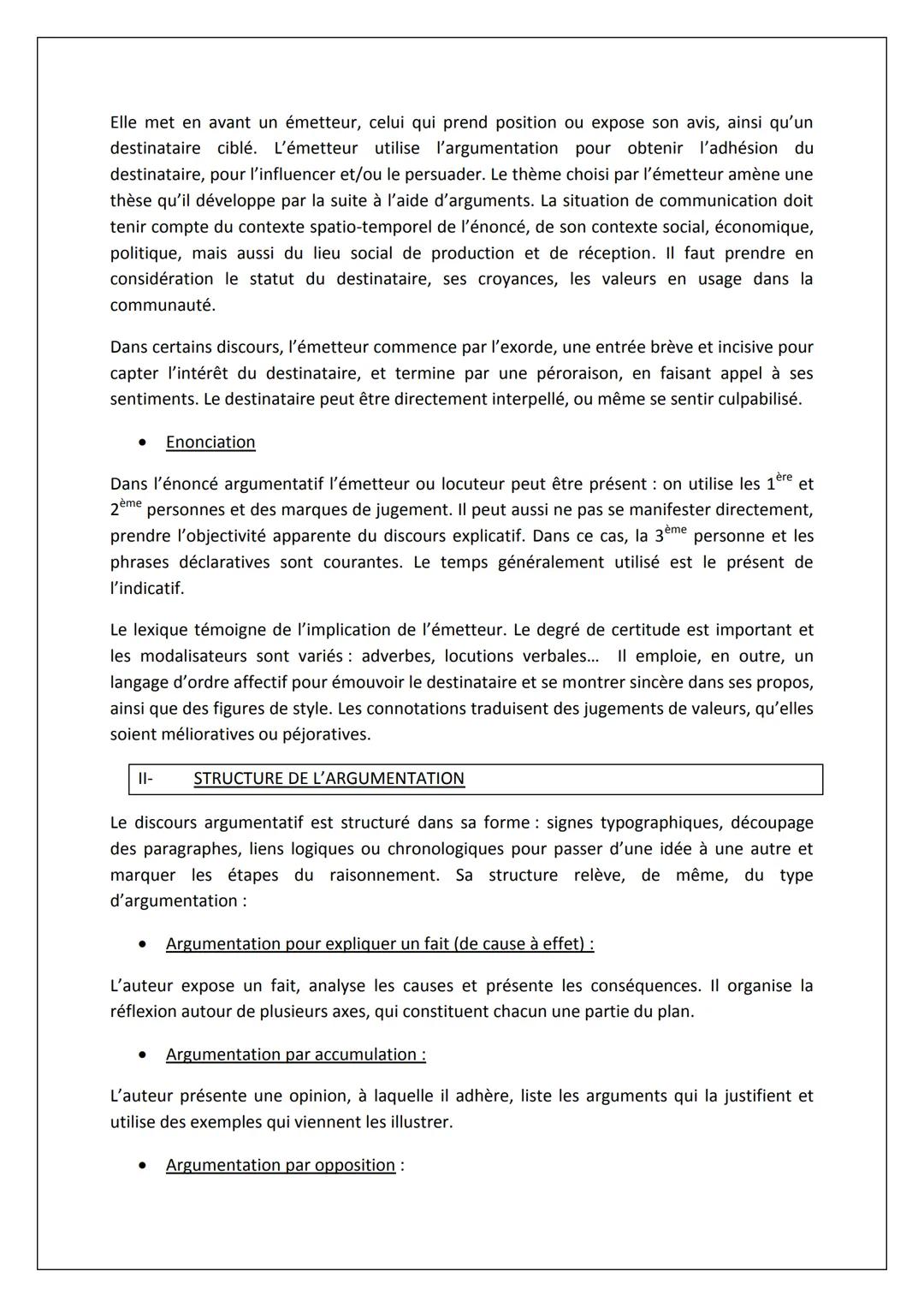 FICHES-NOTIONS SUR L'ARGUMENTATION
Une argumentation permet de prouver ou de réfuter une opinion, un fait ou un énoncé, en
cherchant à conva