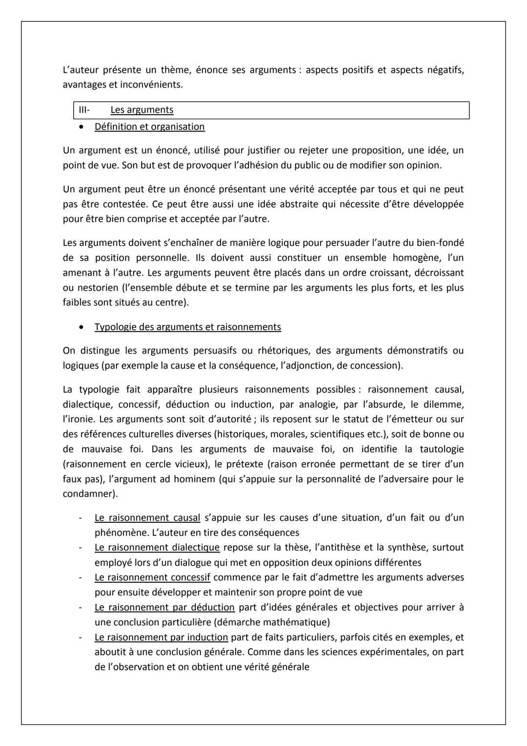 FICHES-NOTIONS SUR L'ARGUMENTATION
Une argumentation permet de prouver ou de réfuter une opinion, un fait ou un énoncé, en
cherchant à conva