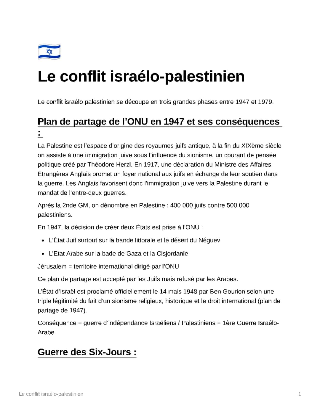 Conflit israélo palestinien 