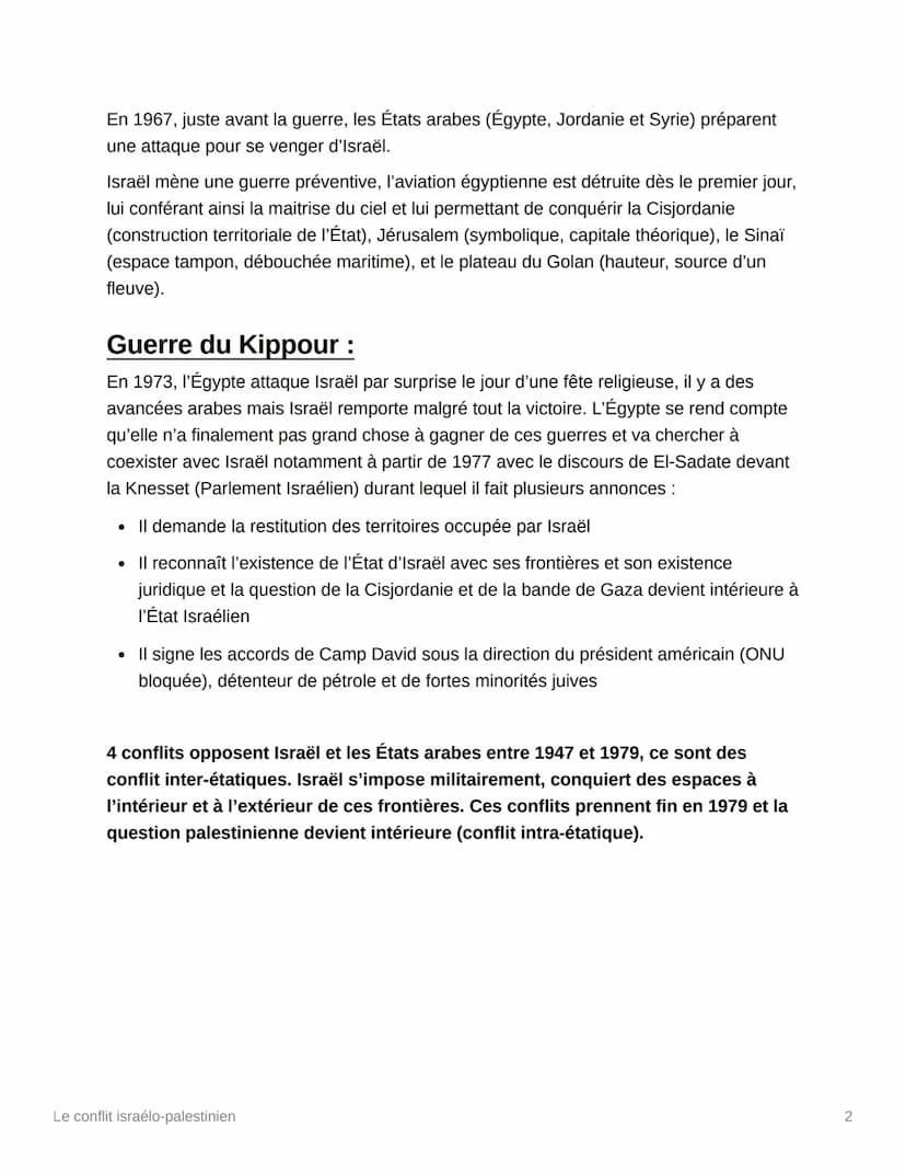 Hl
Le conflit israélo-palestinien
Le conflit israélo palestinien se découpe en trois grandes phases entre 1947 et 1979.
Plan de partage de l