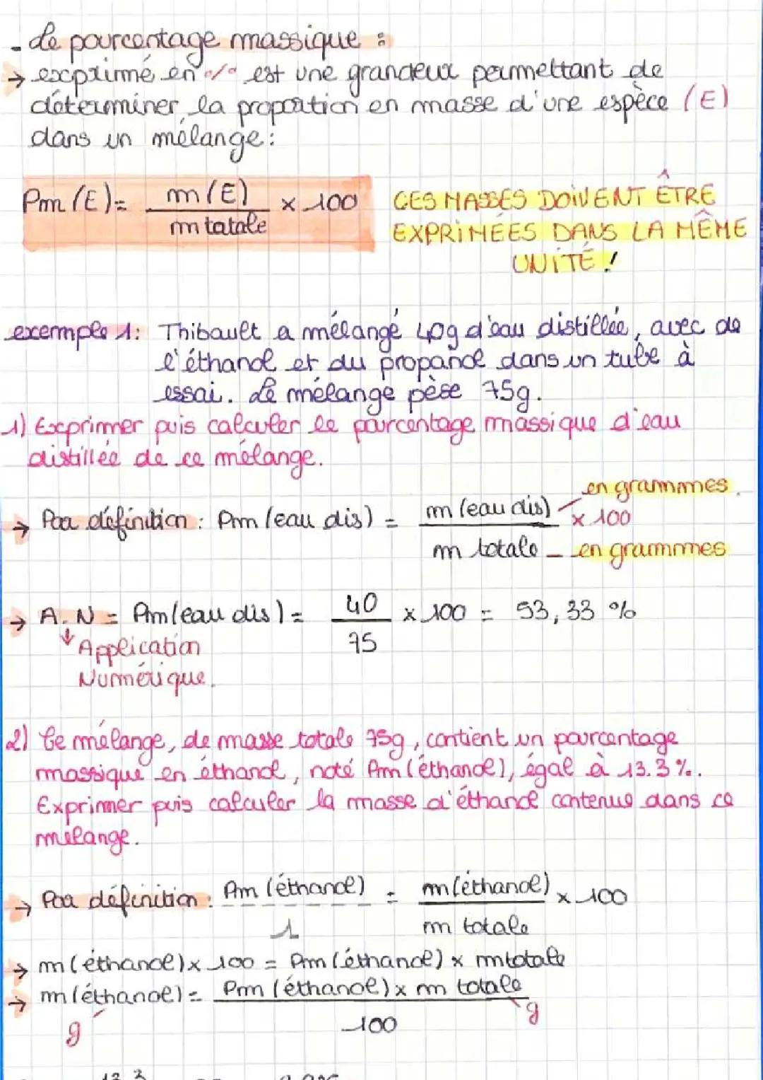 Pourcentage Massique 