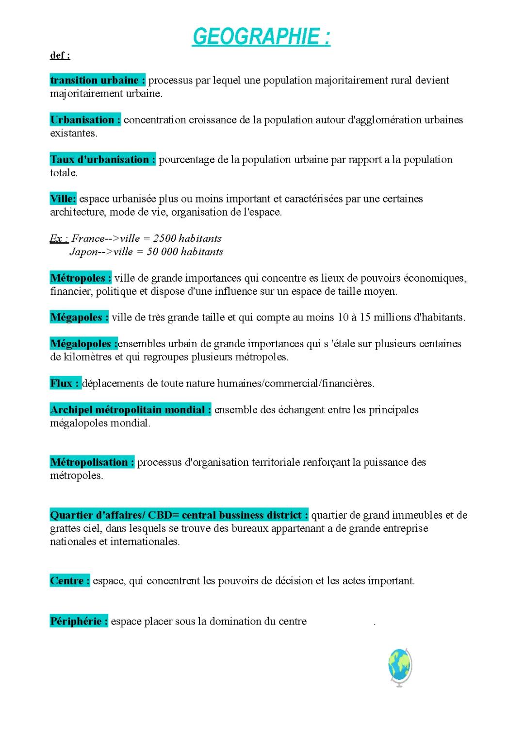  la métropolisation, un processus mondial différencié 