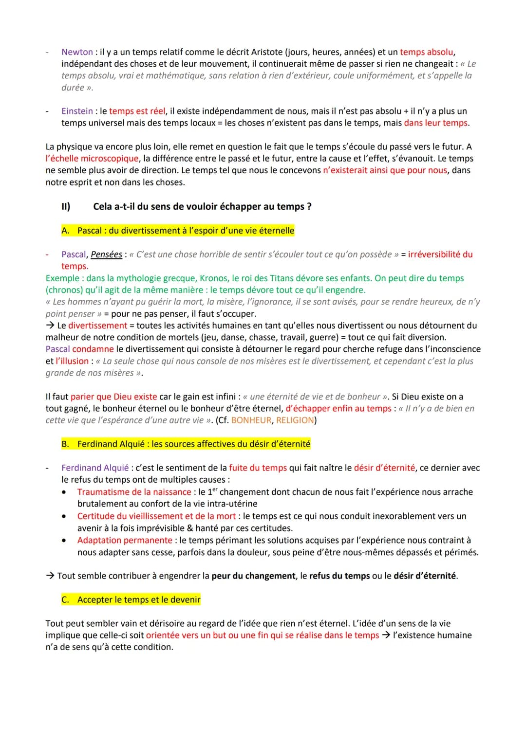 Le temps: changement continuel par lequel le présent devient passé ; période qui va d'un
évènement à un autre; milieu analogue à l'espace da