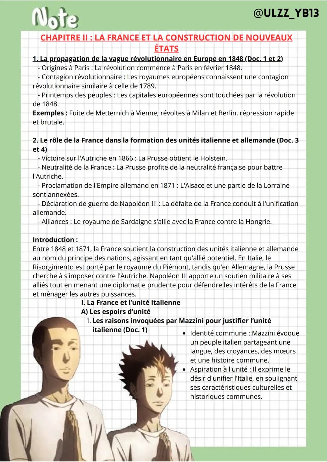 Note
@ULZZ_YB13
CHAPITRE II: LA FRANCE ET LA CONSTRUCTION DE NOUVEAUX
ÉTATS
1. La propagation de la vague révolutionnaire en Europe en 1848 
