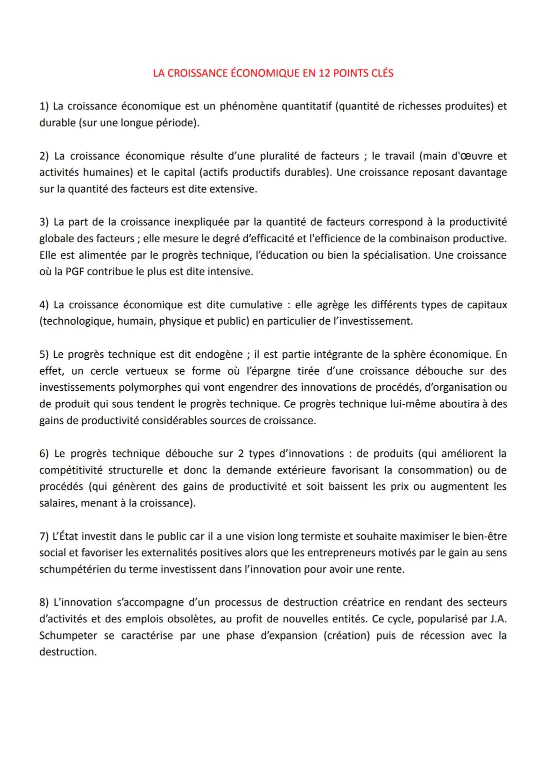 Définitions :
CHAP 1: Quels sont les sources et les défis de la croissance économique ?
➤ Croissance économique : augmentation des richesses