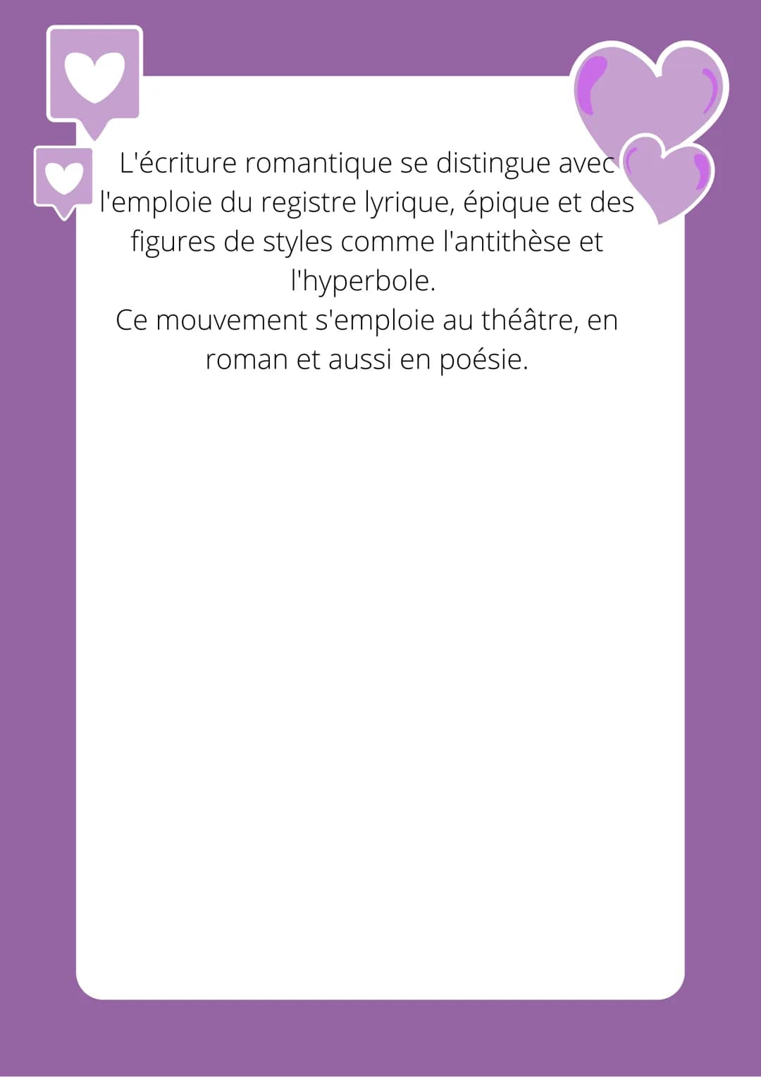 Le romantis me
Il s'agit dun mouvement littéraire qui s'oppose
au classicisme.
Il apparaît d'abord en Allemagne et en
Angleterre à la fin du